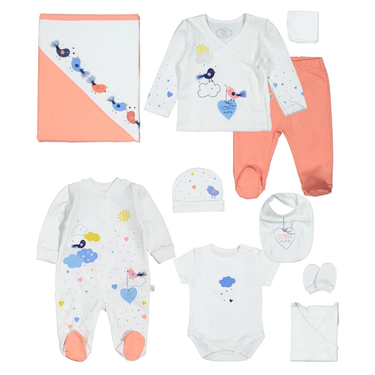 Tongs Baby Birds Hastane Çıkışı Seti 10'lu 3312 Turuncu
