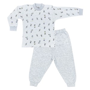 Sebi Bebe Bisikletli Bebek Pijama Takımı 2218 Krem-Gri