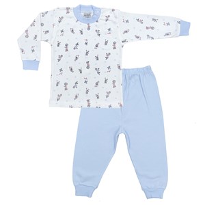Sebi Bebe Bisikletli Bebek Pijama Takımı 2218 Krem-Mavi