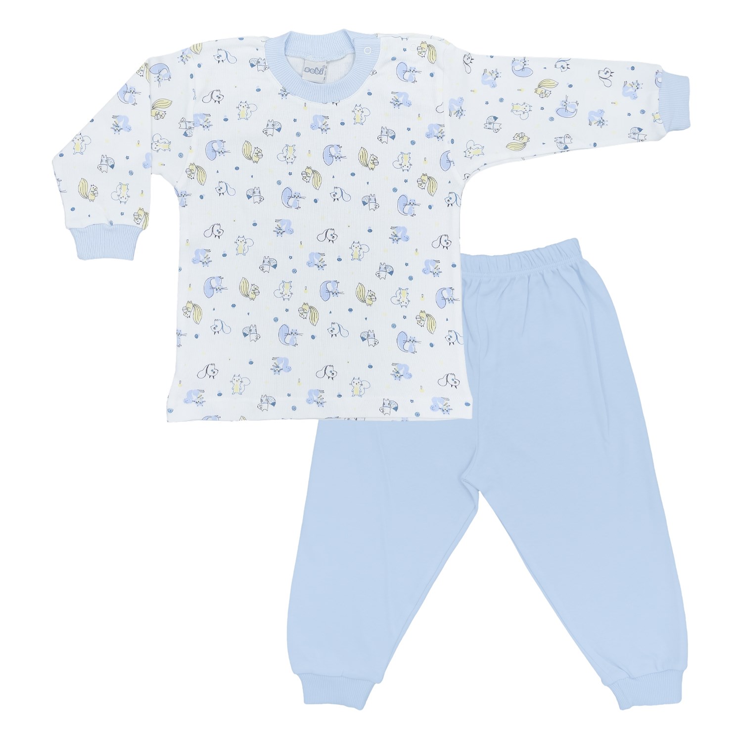 Sebi Bebe Sincap Baskılı Bebek Pijama Takımı 2416 Mavi