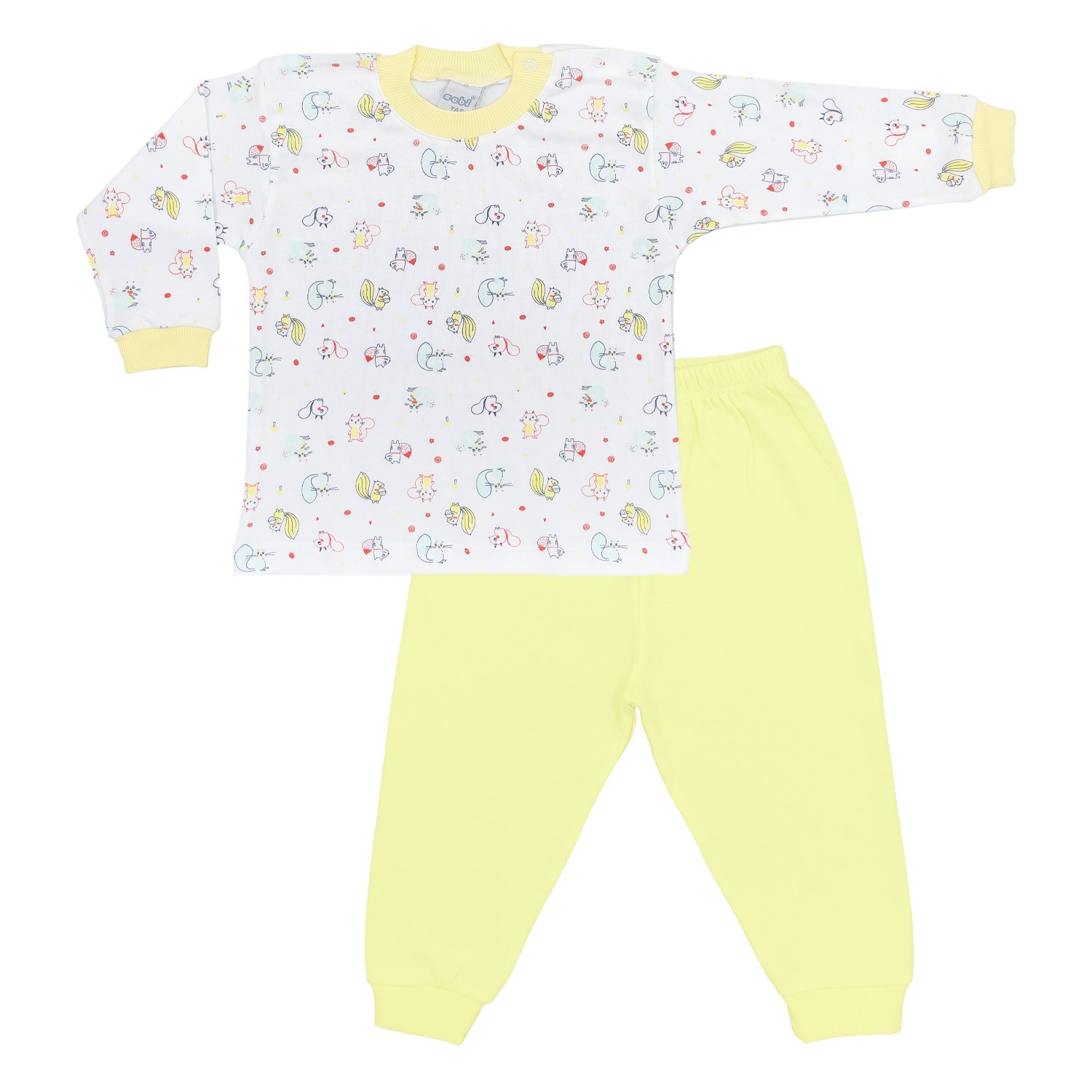 Sebi Bebe Sincap Baskılı Bebek Pijama Takımı 2416 Sarı