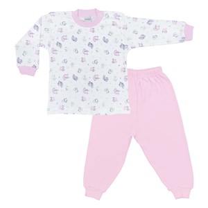 Sebi Bebe Sincap Baskılı Bebek Pijama Takımı 2416 Pembe