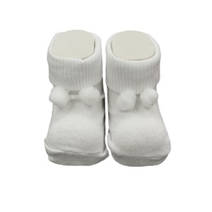 Mini Damla Ponponlu Patik Kız Çorap 43723 Beyaz