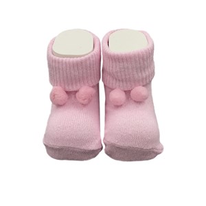 Mini Damla Ponponlu Patik Kız Çorap 43723 Pembe