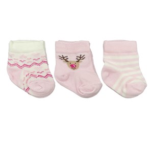 Mini Damla 3'lü Desenli Bebek Çorabı 41910 Pembe