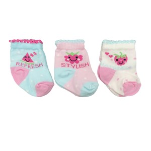 Mini Damla 3'lü Desenli Bebek Çorabı 41910 Turkuaz-Pembe