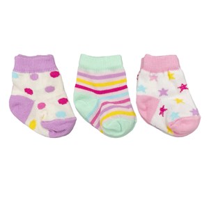Mini Damla 3'lü Desenli Bebek Çorabı 41910 Yeşil-Mor