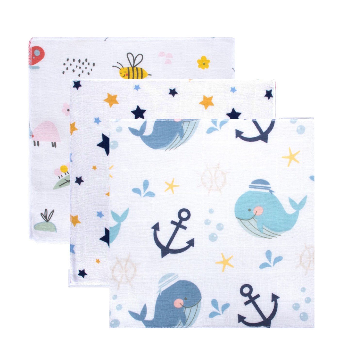 Sevi Bebe 6'lı Müslin Mendil 28x28 Cm 132 Mavi