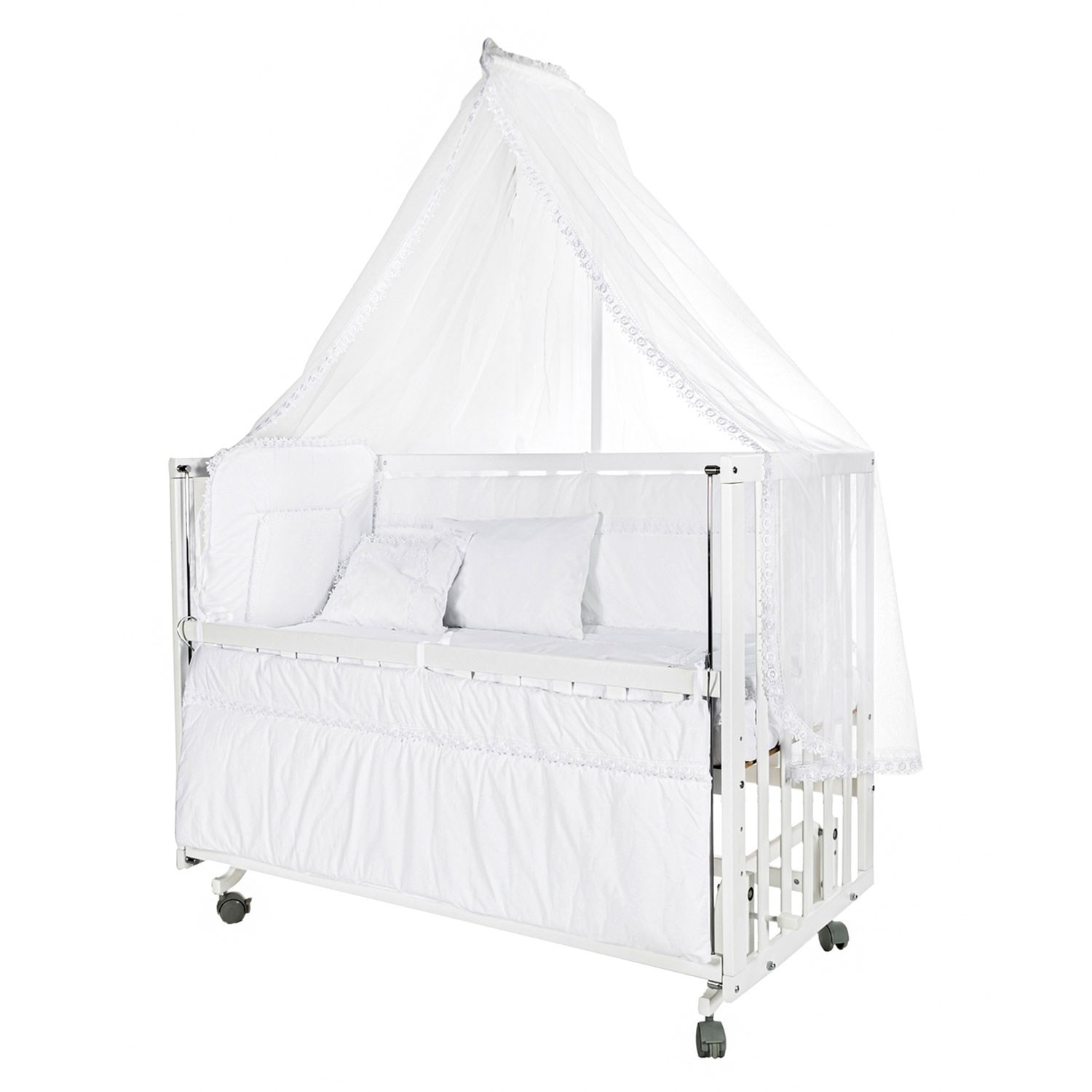 Baby Tech Extra Boyasız Ahşap Anne Yanı Beşik 70x130cm Beyaz