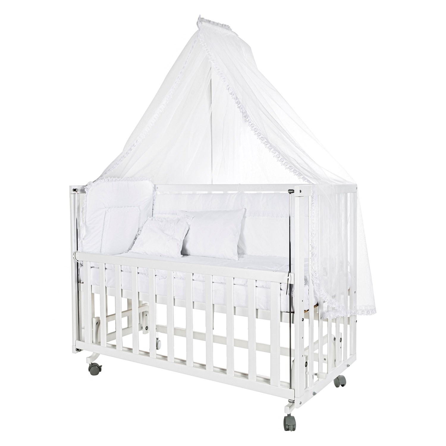 Baby Tech Extra Boyasız Ahşap Anne Yanı Beşik 70x130cm Beyaz