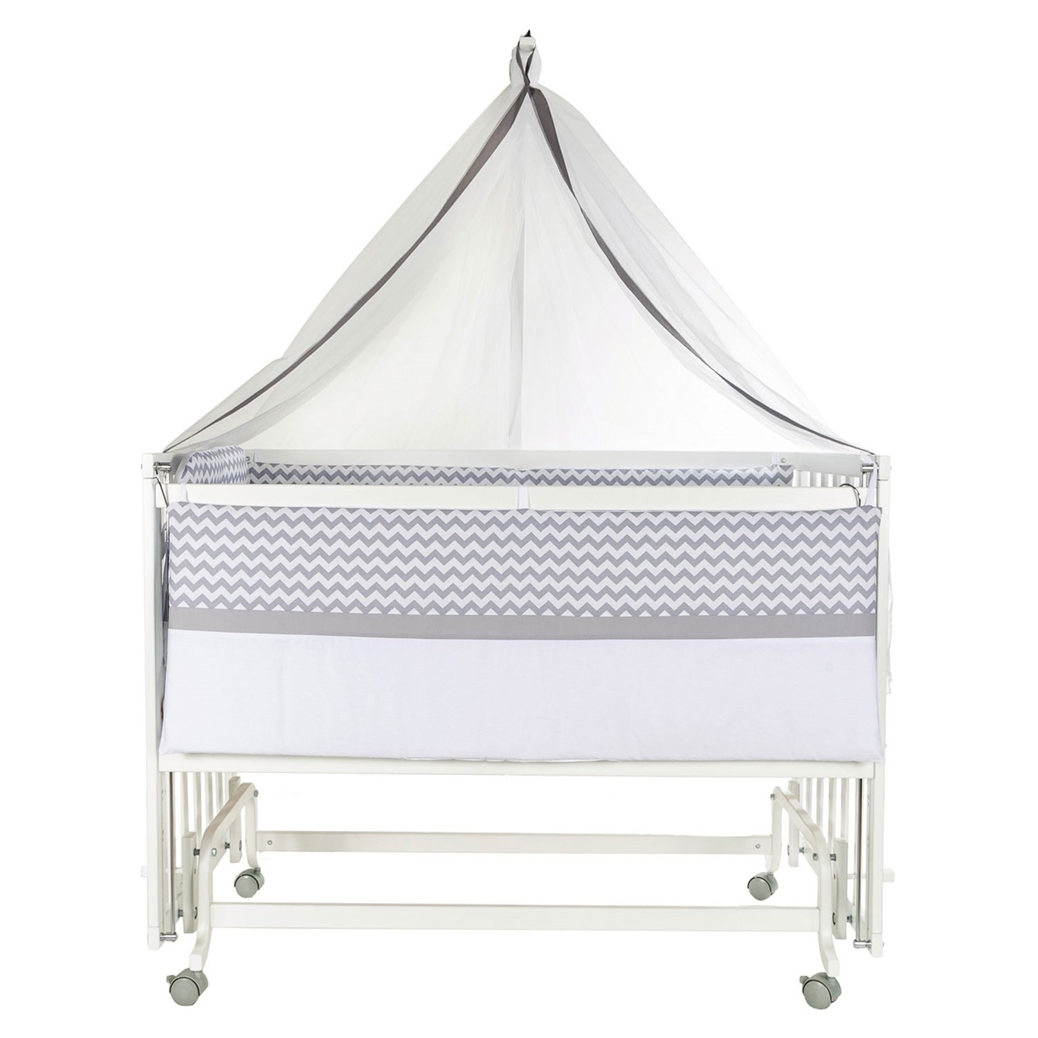 Baby Tech Extra Boyasız Ahşap Anne Yanı Beşik 70x130cm Gri