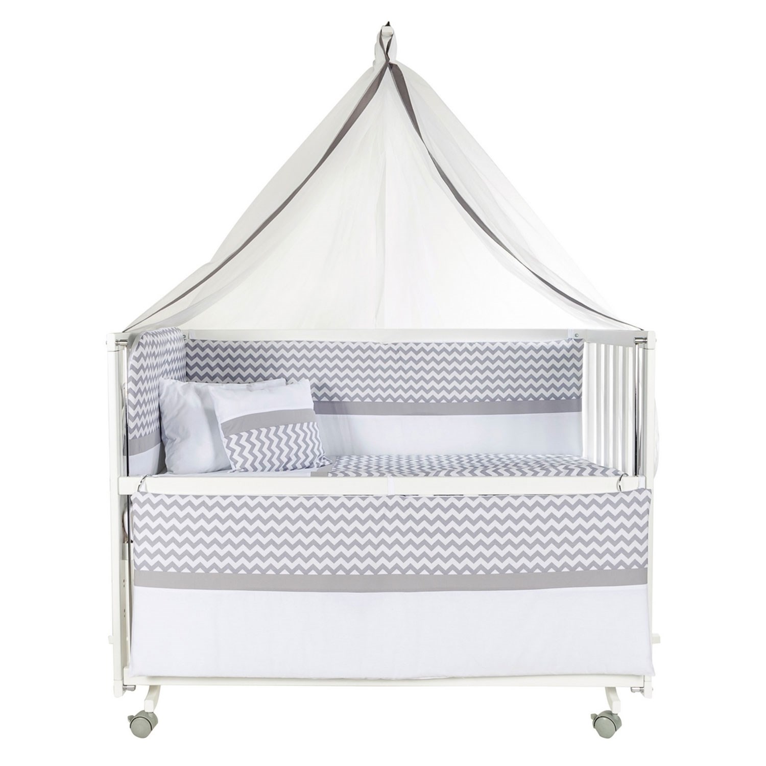 Baby Tech Extra Boyasız Ahşap Anne Yanı Beşik 70x130cm Gri
