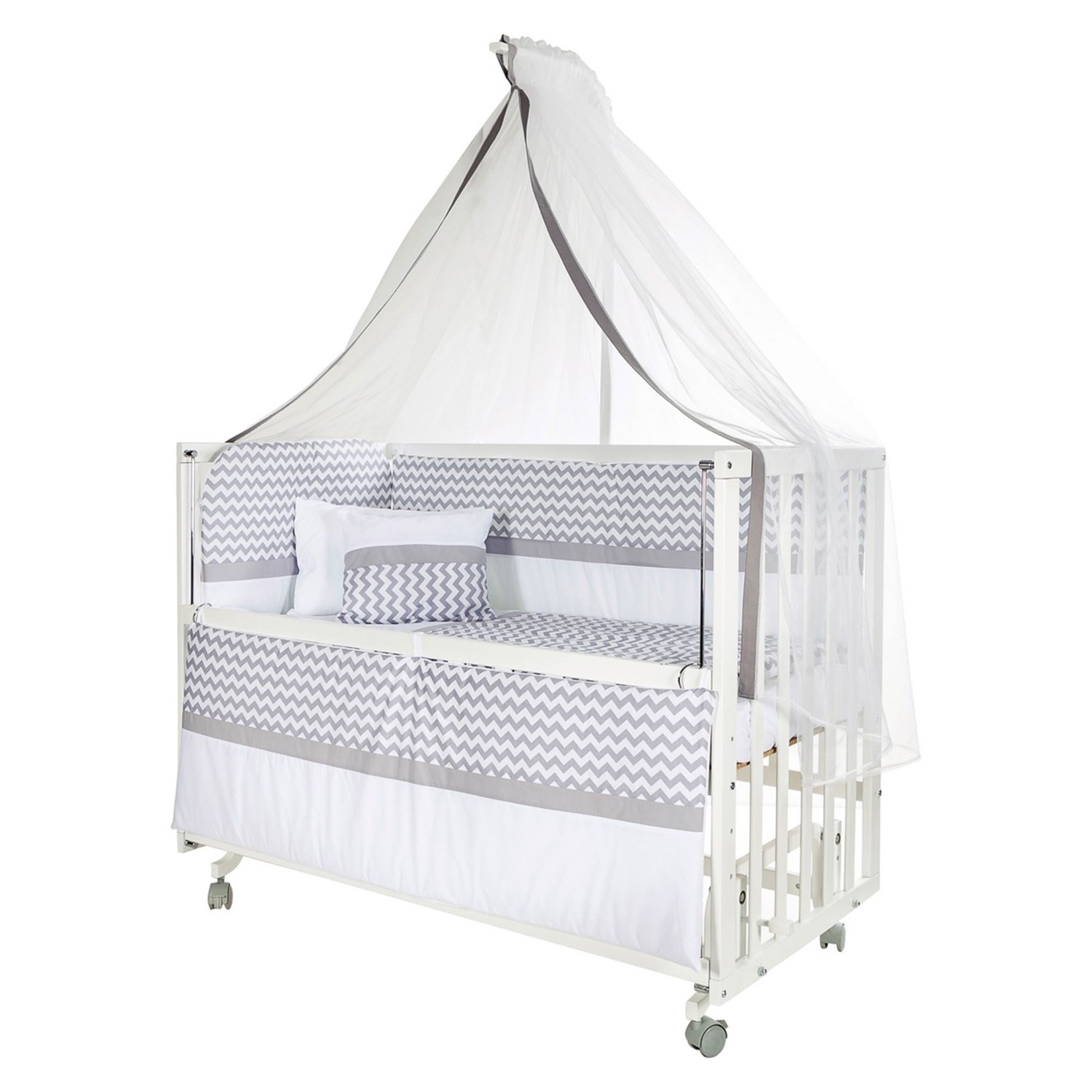 Baby Tech Extra Boyasız Ahşap Anne Yanı Beşik 70x130cm Gri