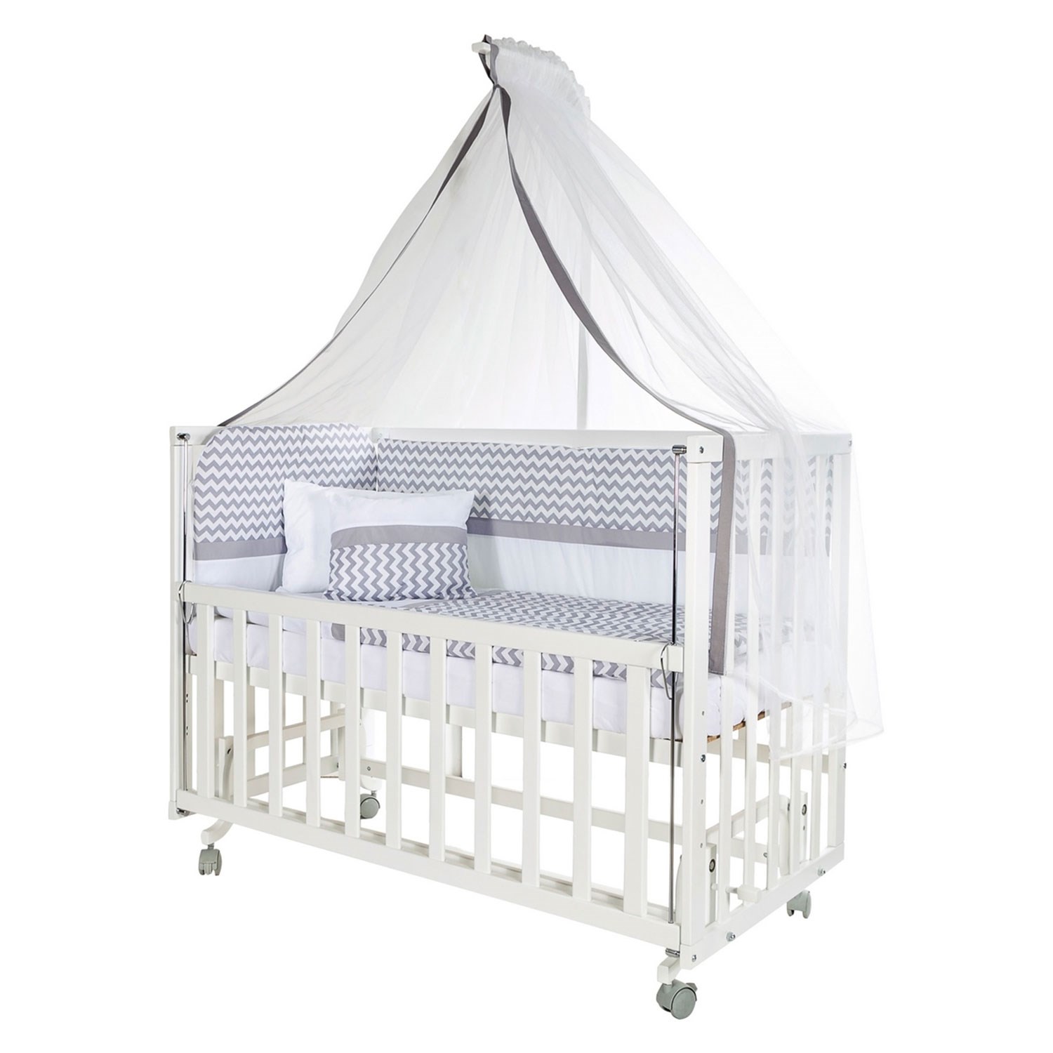 Baby Tech Extra Boyasız Ahşap Anne Yanı Beşik 70x130cm Gri