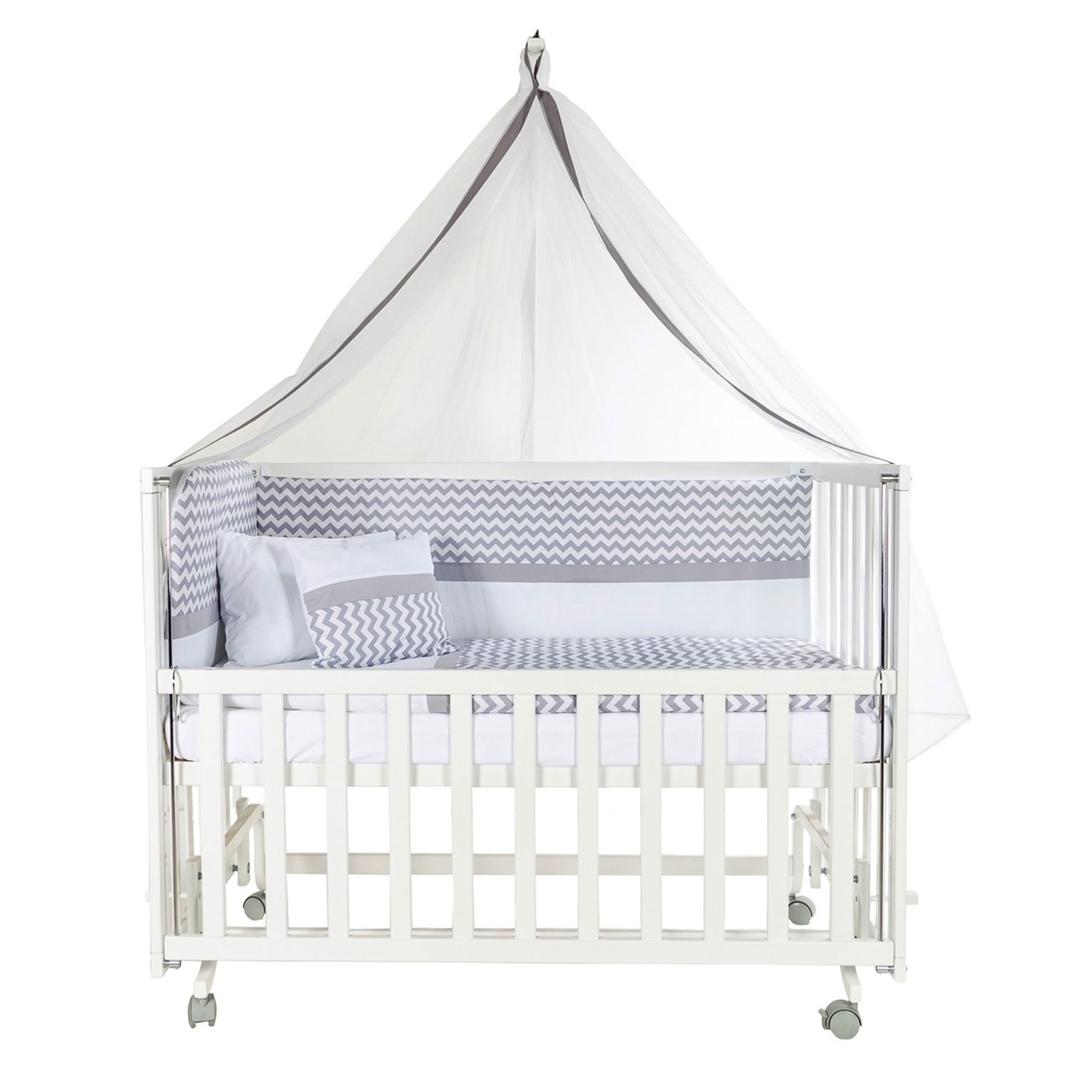 Baby Tech Extra Boyasız Ahşap Anne Yanı Beşik 70x130cm Gri