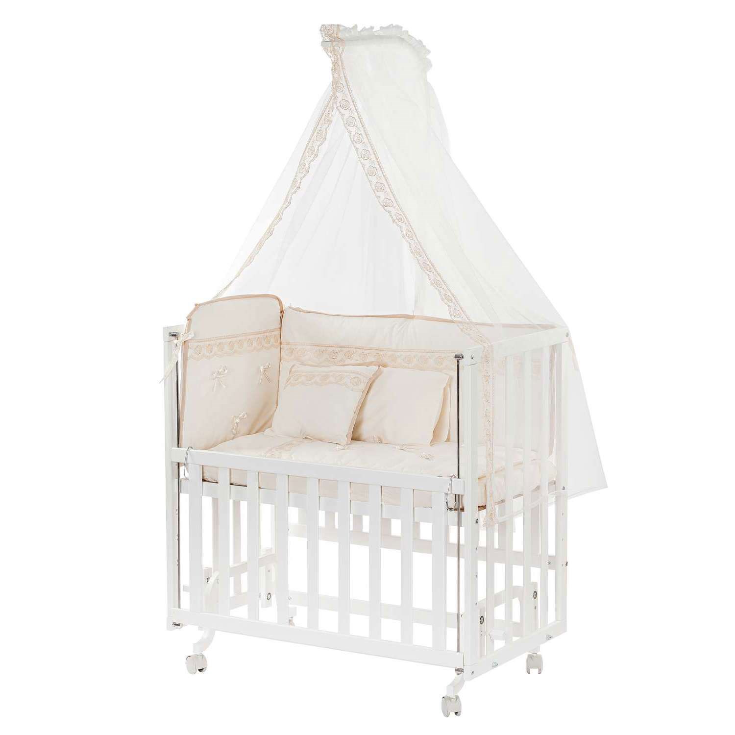 Baby Tech Extra Boyasız Ahşap Anne Yanı Beşik 70x130cm Krem-Kahverengi