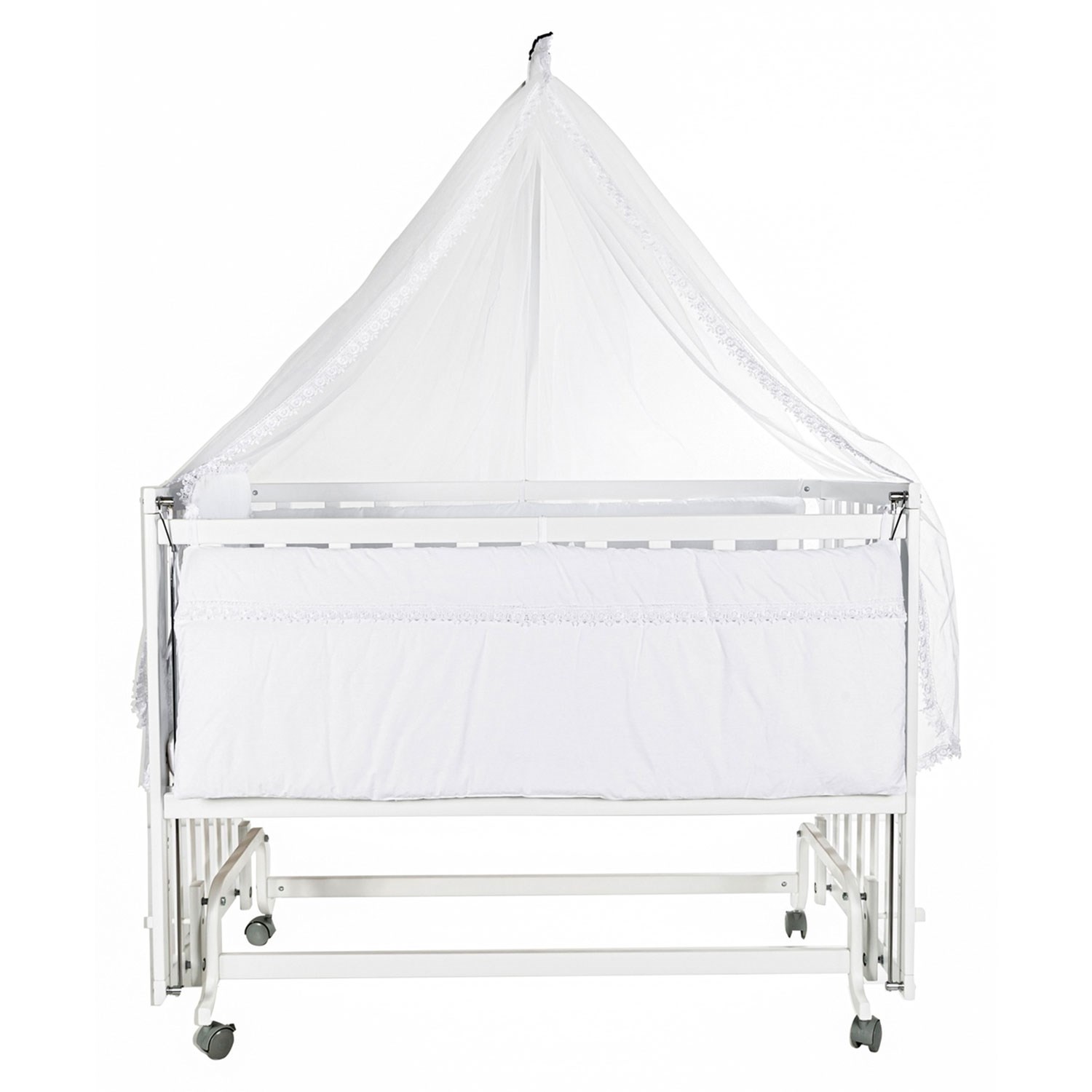 Baby Tech Extra Boyasız Ahşap Anne Yanı Beşik 60x120cm Beyaz