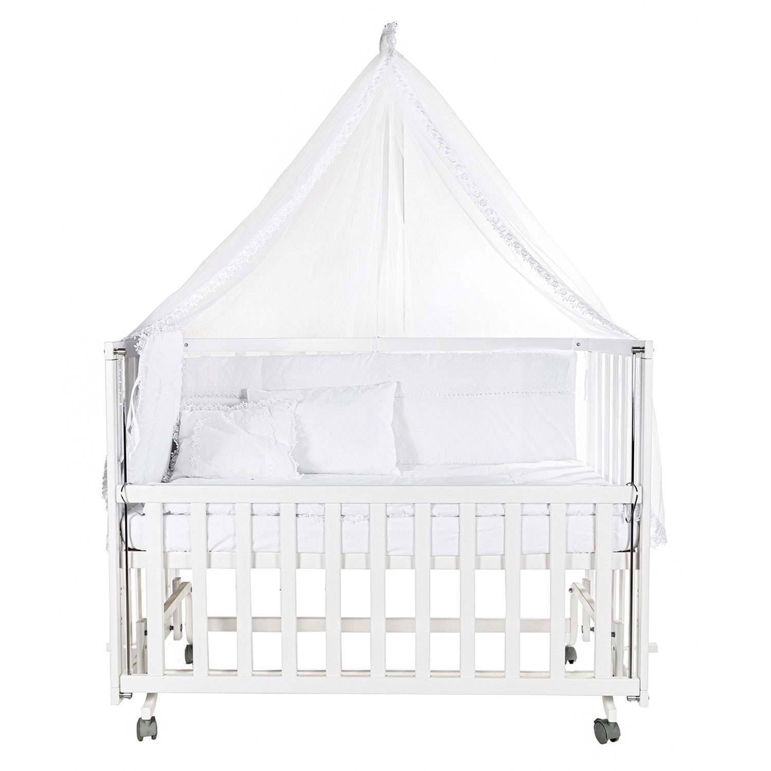 Baby Tech Extra Boyasız Ahşap Anne Yanı Beşik 60x120cm Beyaz