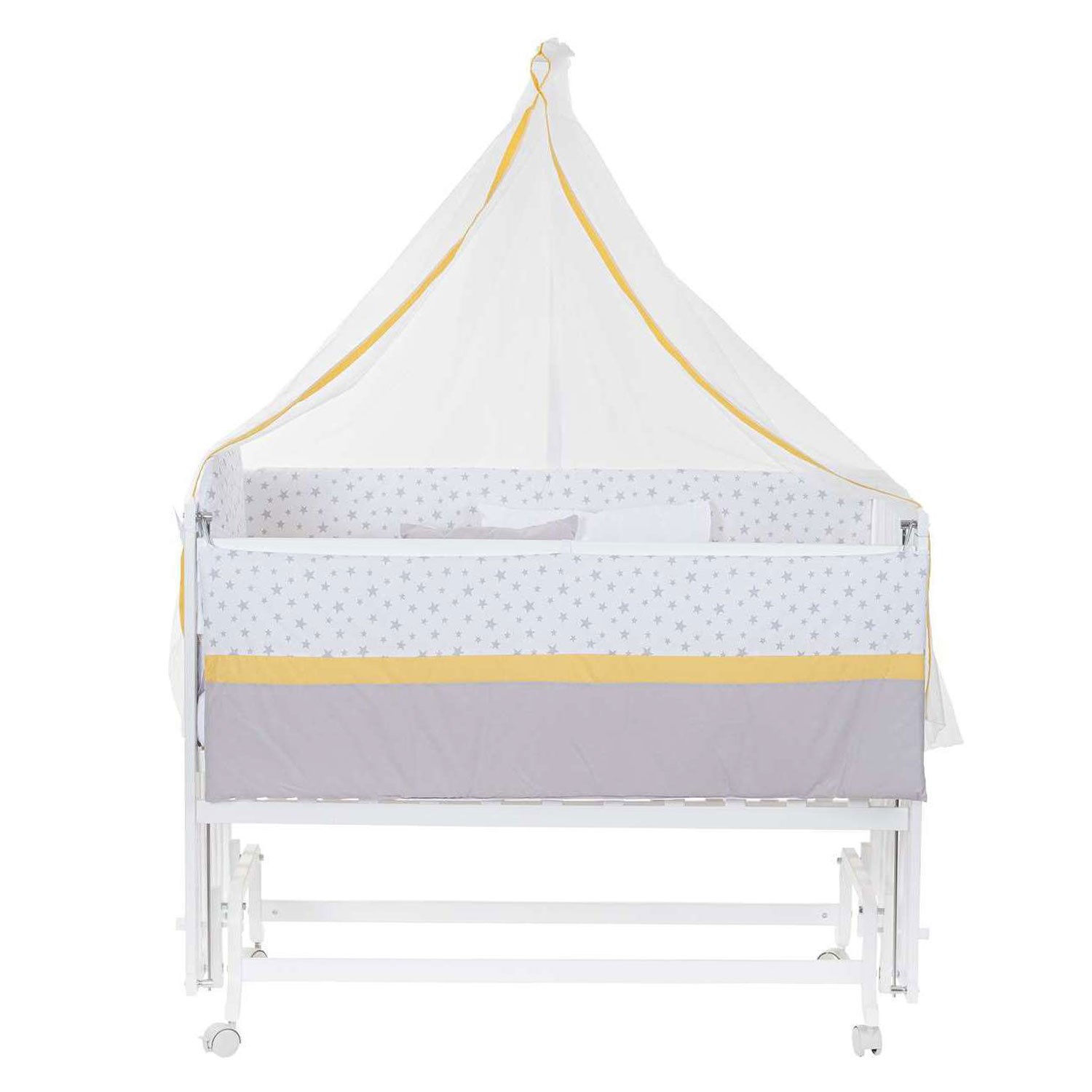 Baby Tech Extra Boyasız Ahşap Anne Yanı Beşik 60x120cm Sarı