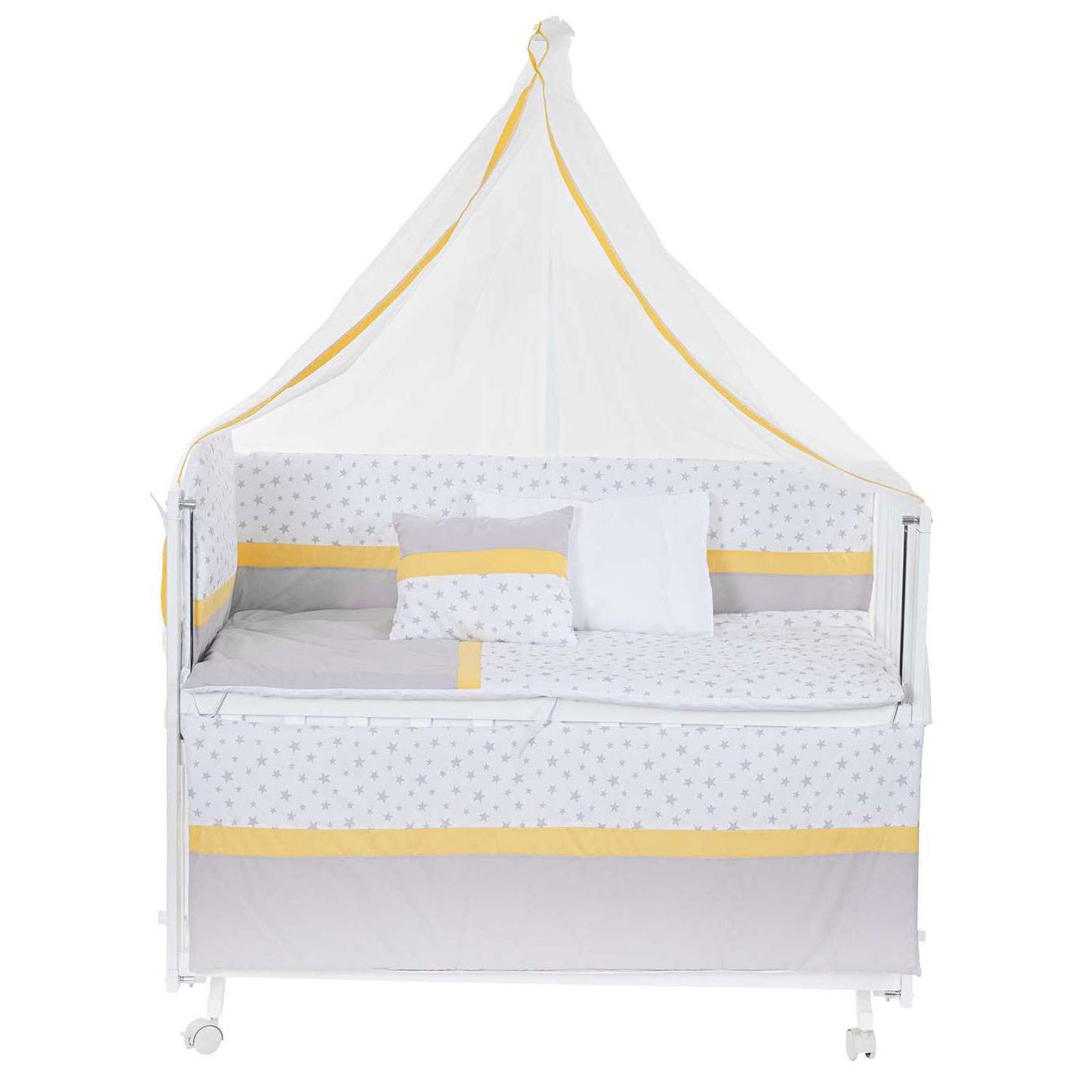 Baby Tech Extra Boyasız Ahşap Anne Yanı Beşik 60x120cm Sarı