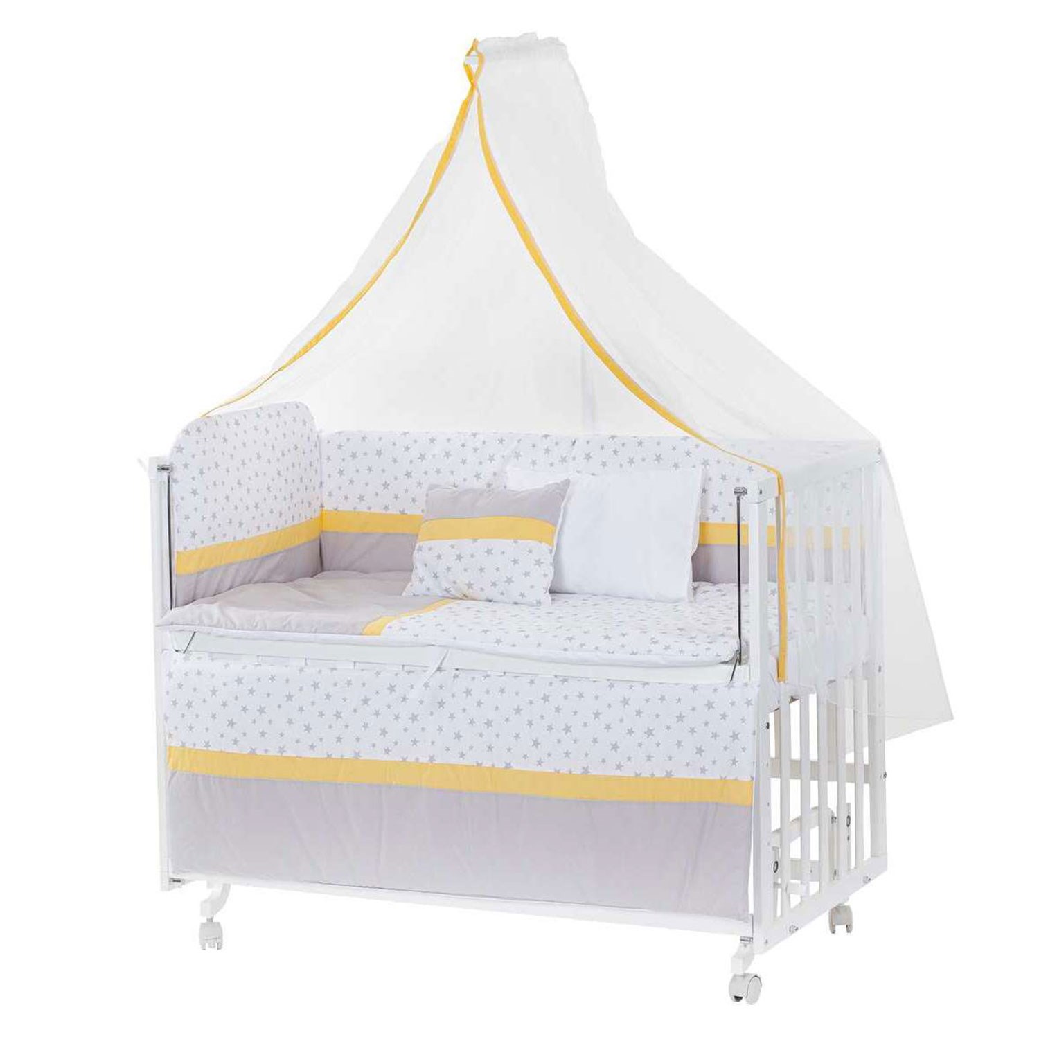 Baby Tech Extra Boyasız Ahşap Anne Yanı Beşik 60x120cm Sarı