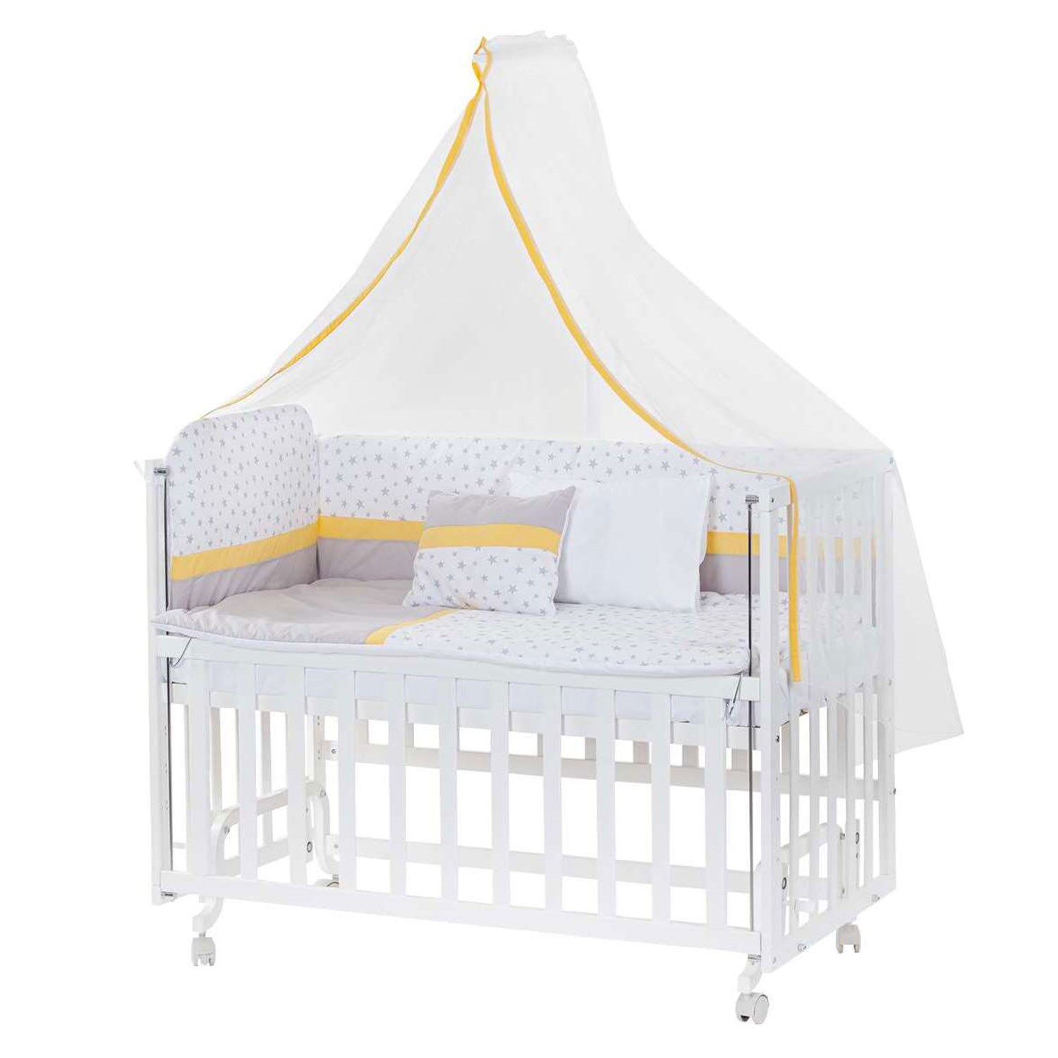 Baby Tech Extra Boyasız Ahşap Anne Yanı Beşik 60x120cm Sarı