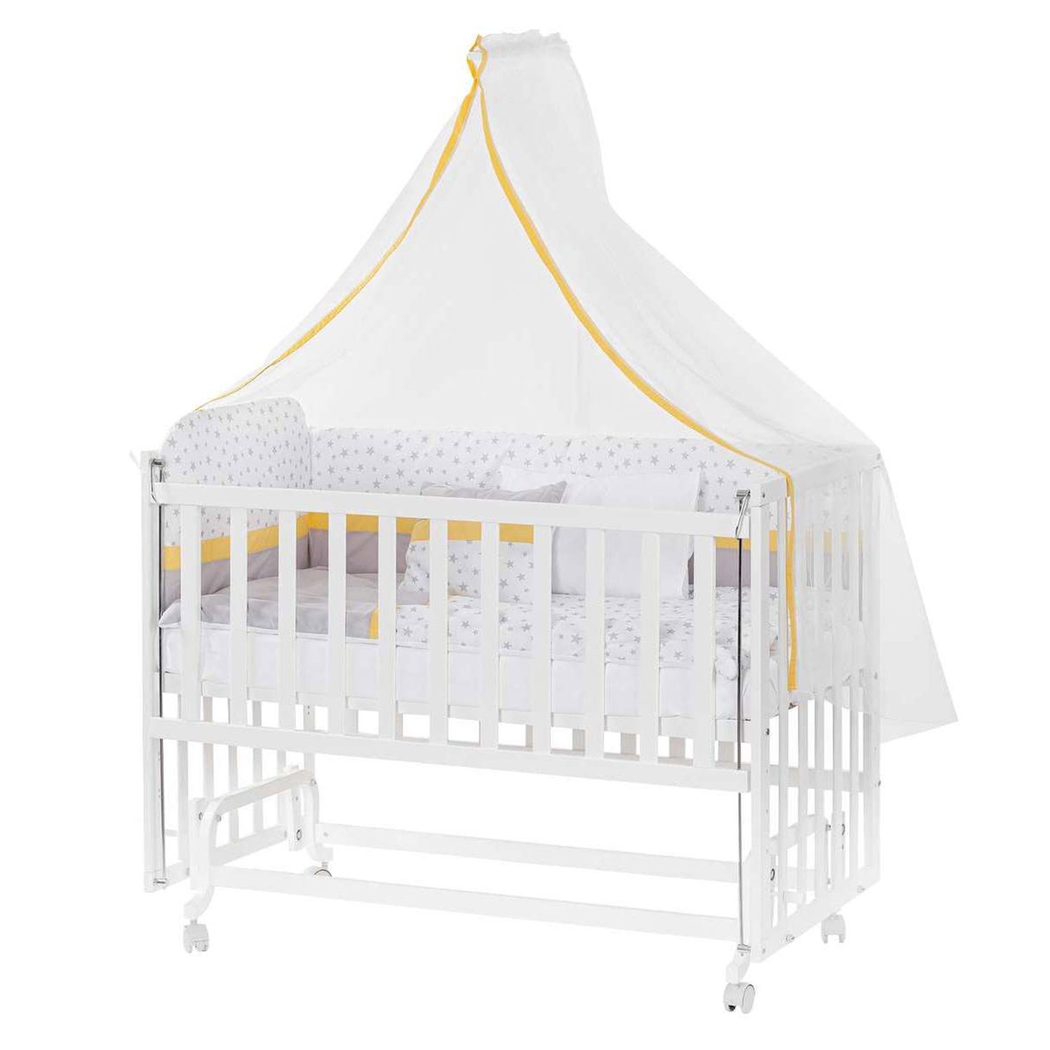 Baby Tech Extra Boyasız Ahşap Anne Yanı Beşik 60x120cm Sarı