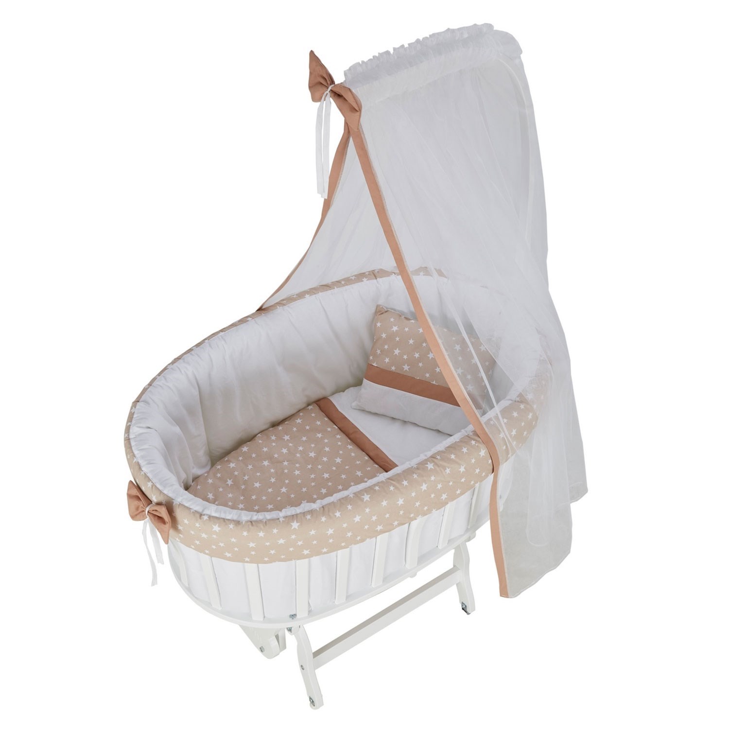 Baby Tech Extra Ahşap Sepet Beşik 511 Naturel-Kahve