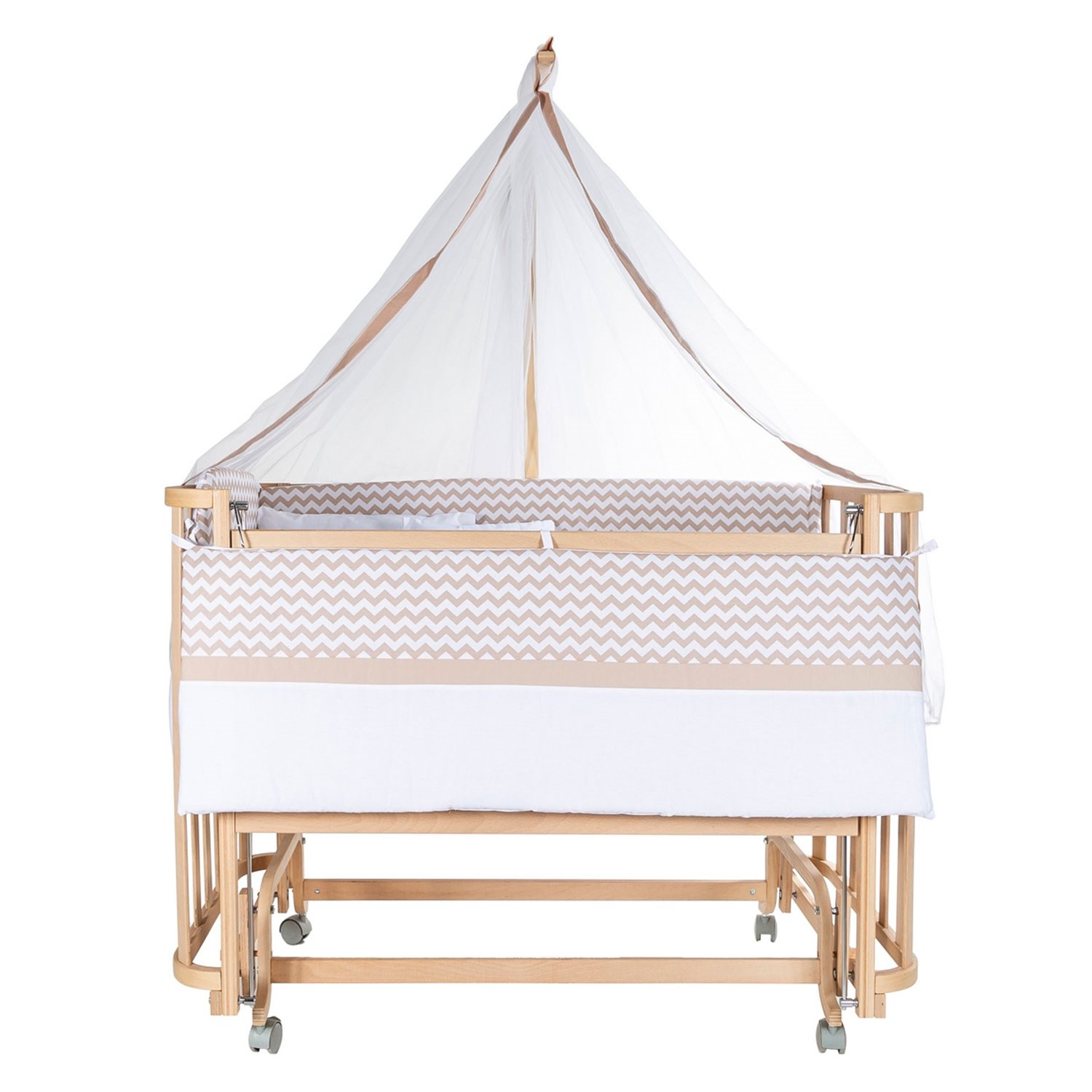 Baby Tech Modern Ahşap Anne Yanı Beşik 60x120 Kahverengi