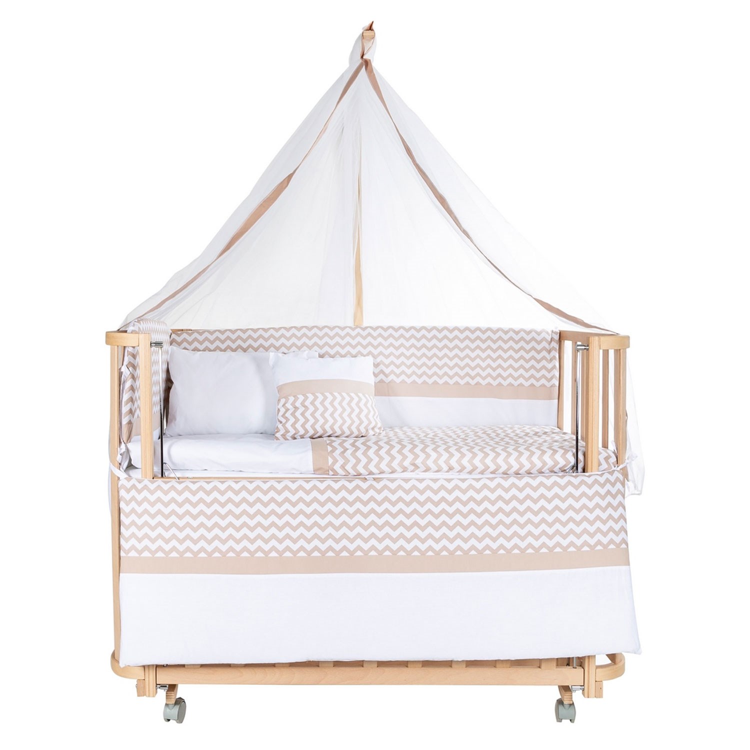 Baby Tech Modern Ahşap Anne Yanı Beşik 60x120 Kahverengi