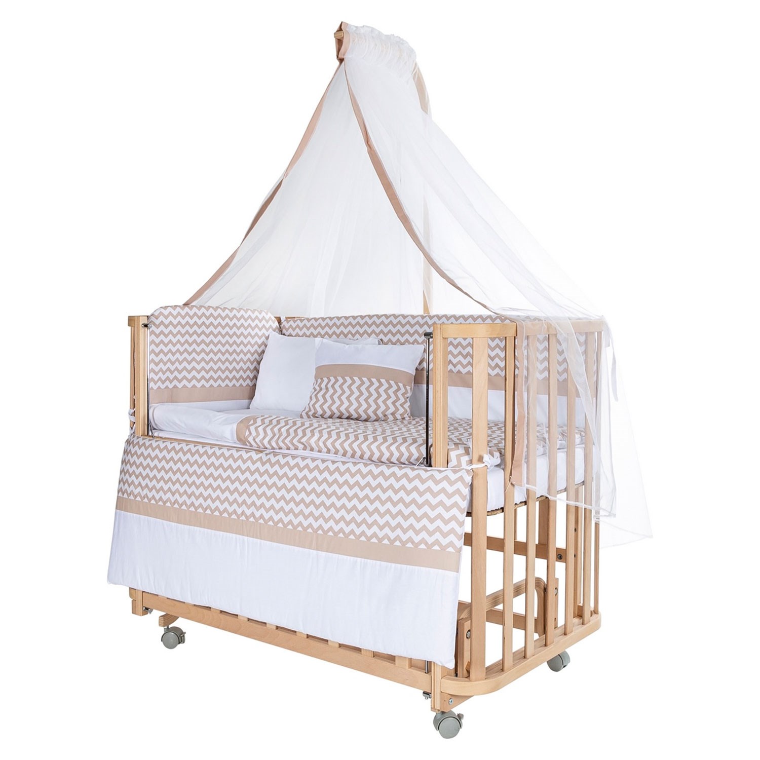 Baby Tech Modern Ahşap Anne Yanı Beşik 60x120 Kahverengi