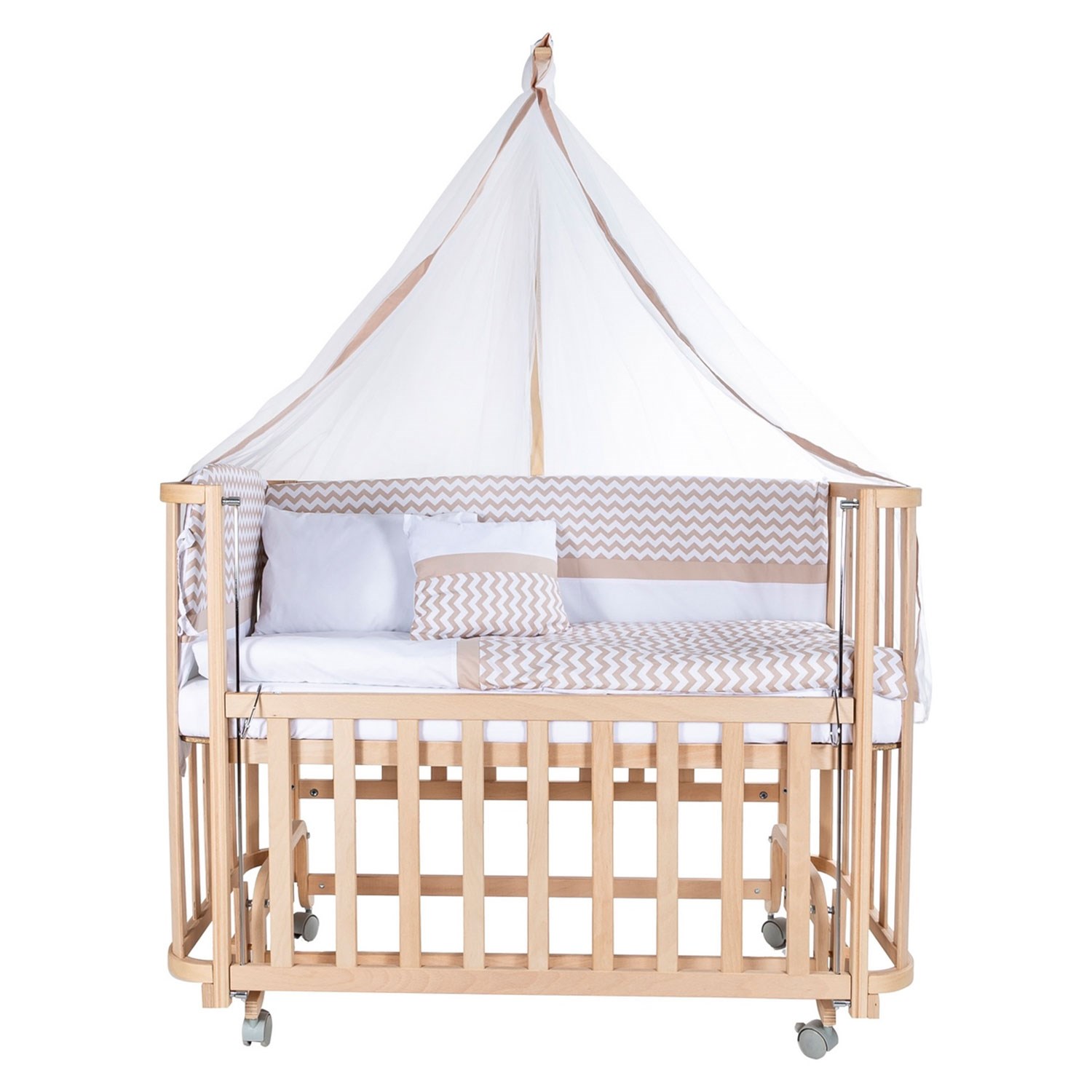 Baby Tech Modern Ahşap Anne Yanı Beşik 60x120 Kahverengi