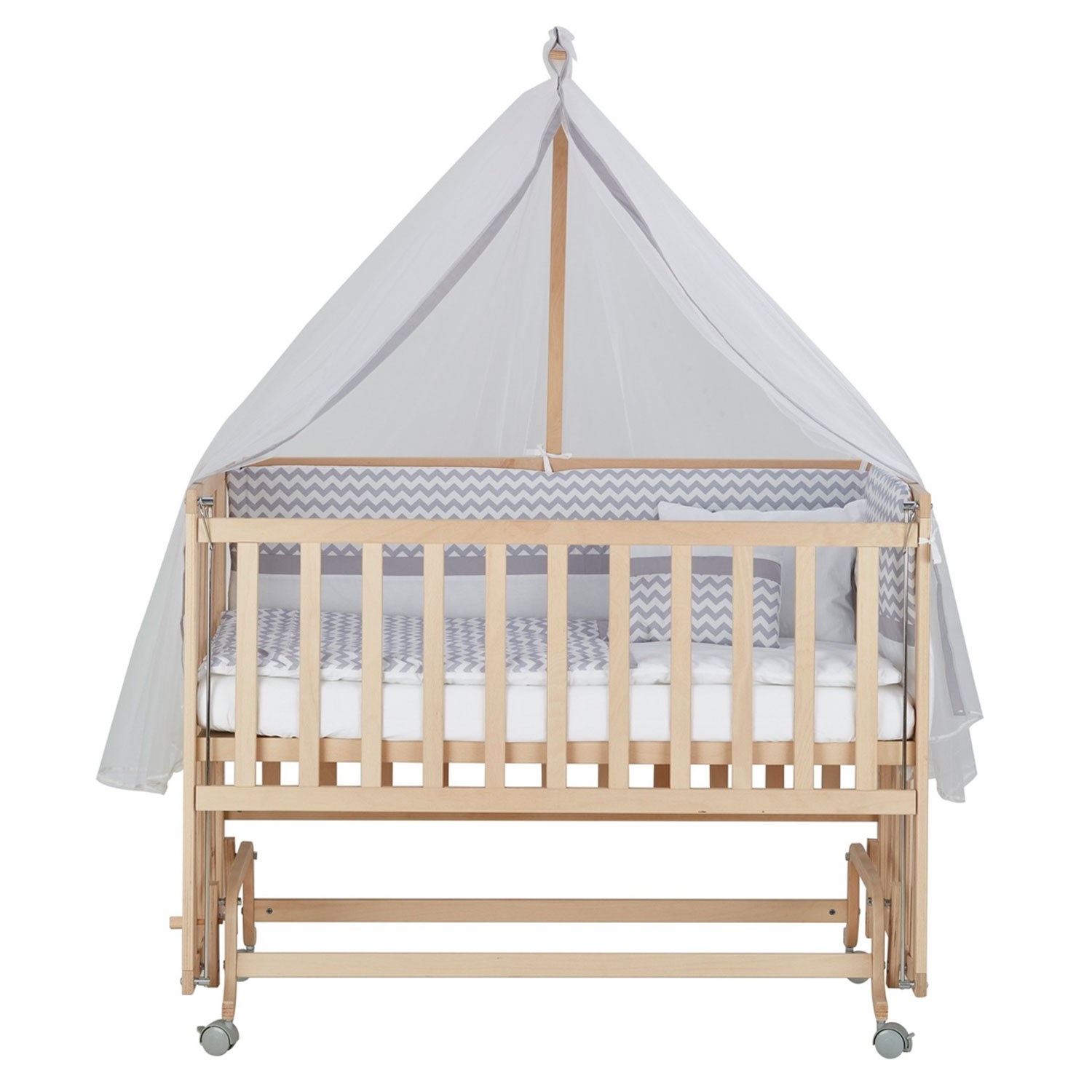 Baby Tech Extra Ahşap Anne Yanı Beşik 60x120cm Gri