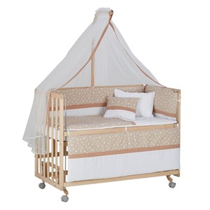 Baby Tech Extra Ahşap Anne Yanı Beşik 70x130cm Beyaz-Kahverengi