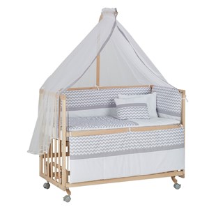 Baby Tech Extra Ahşap Anne Yanı Beşik 70x130cm Gri