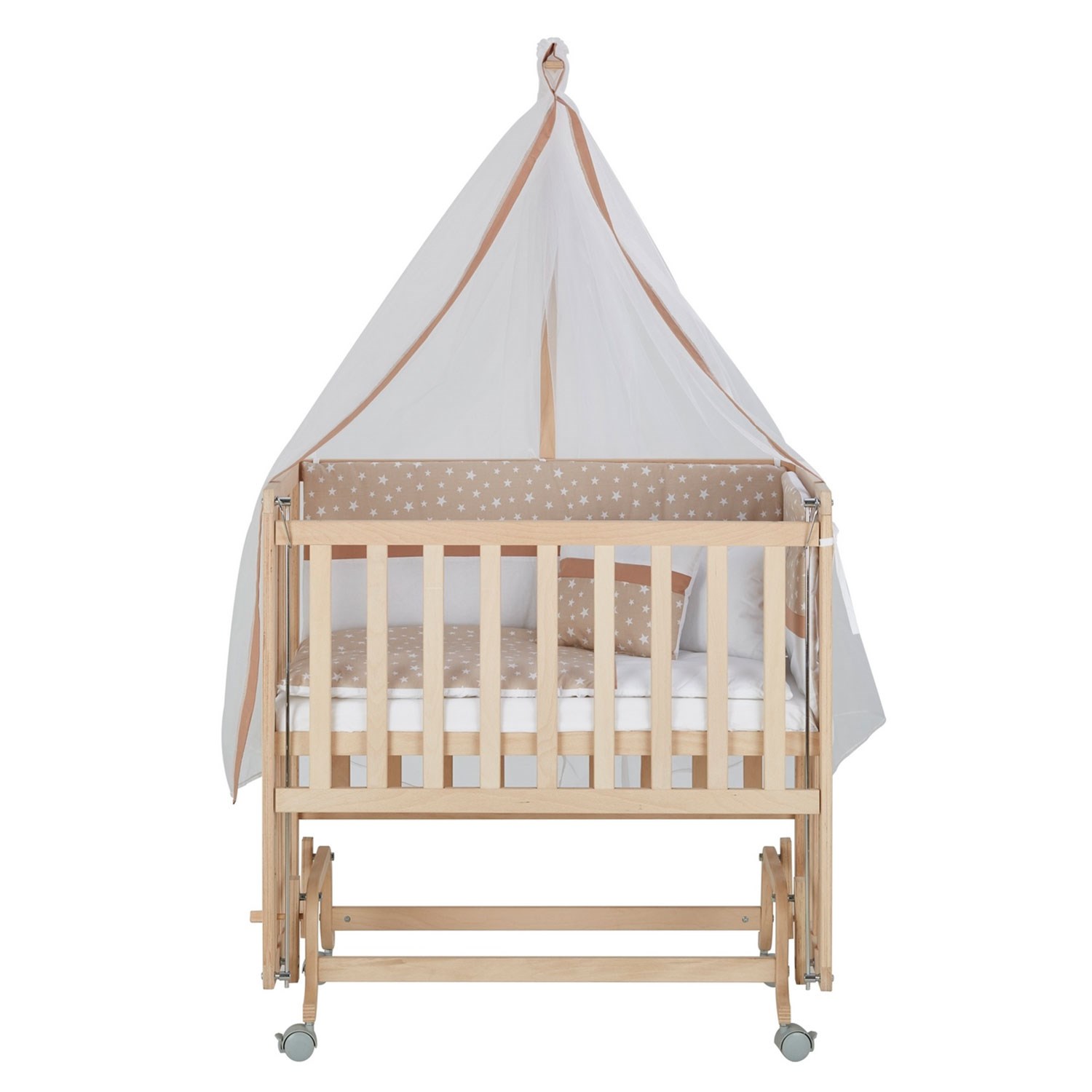 Baby Tech Extra Ahşap Anne Yanı Beşik 50x90 Beyaz-Kahverengi