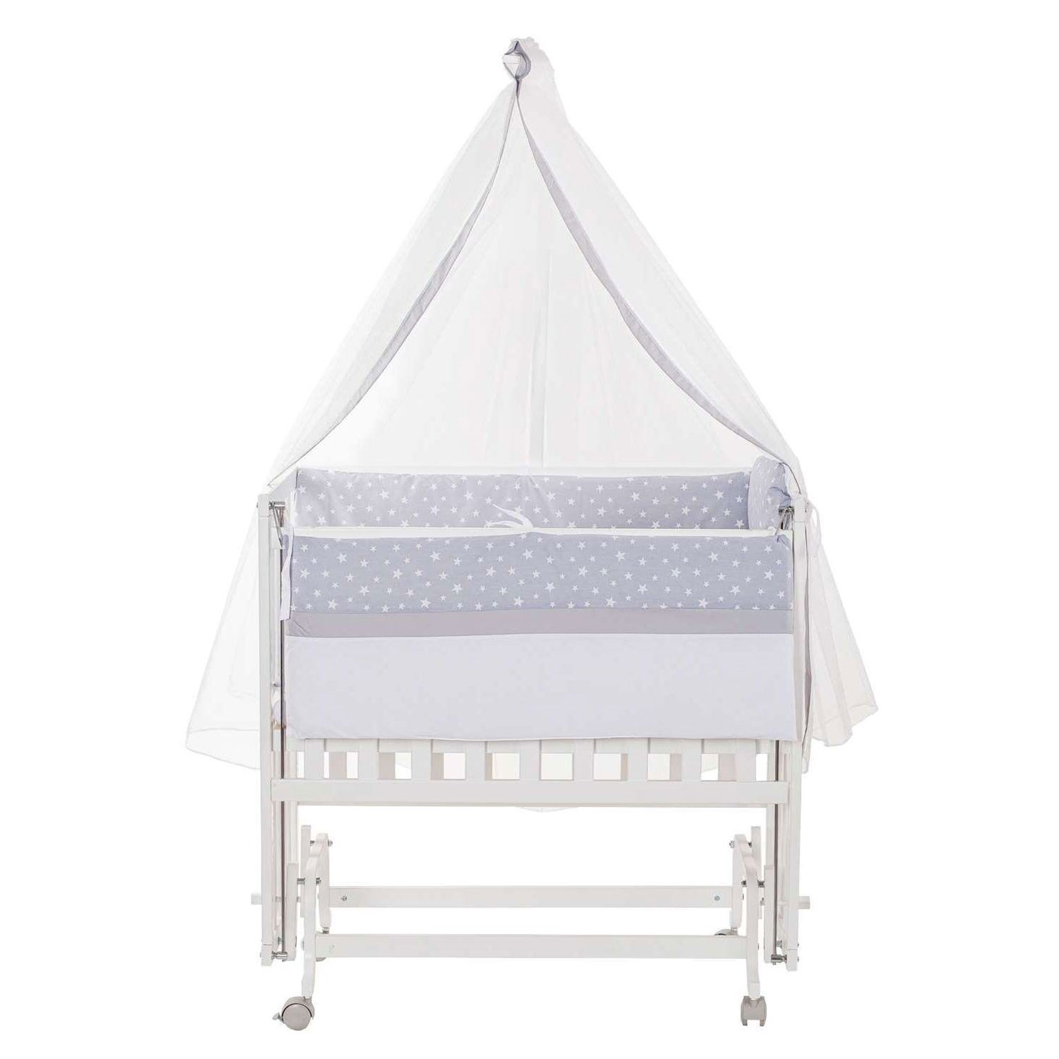 Baby Tech Extra Beyaz Ahşap Anne Yanı Beşik 50x90 Beyaz-Gri