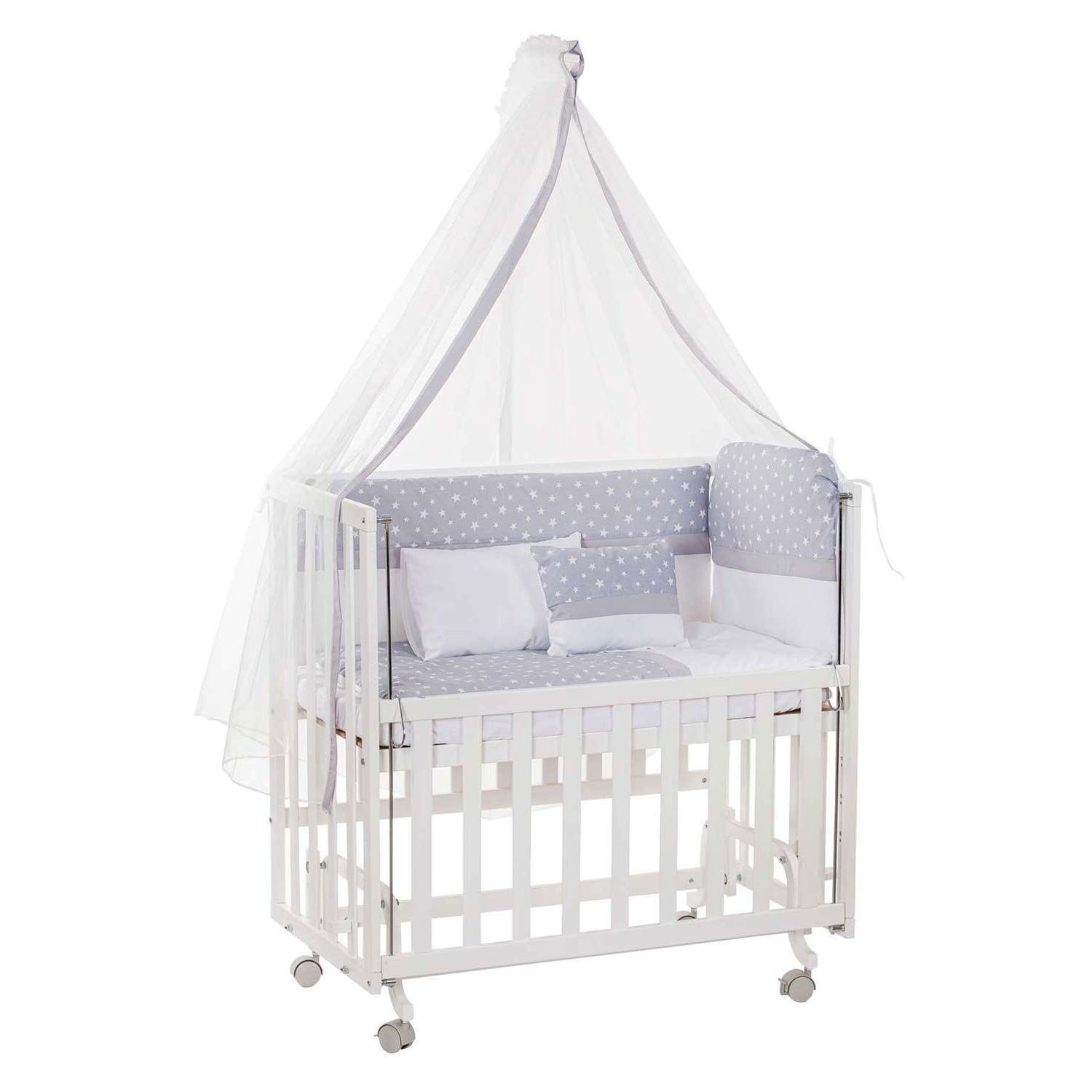 Baby Tech Extra Beyaz Ahşap Anne Yanı Beşik 50x90 Beyaz-Gri
