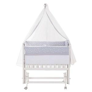 Baby Tech Extra Beyaz Ahşap Anne Yanı Beşik 50x90 Beyaz-Gri