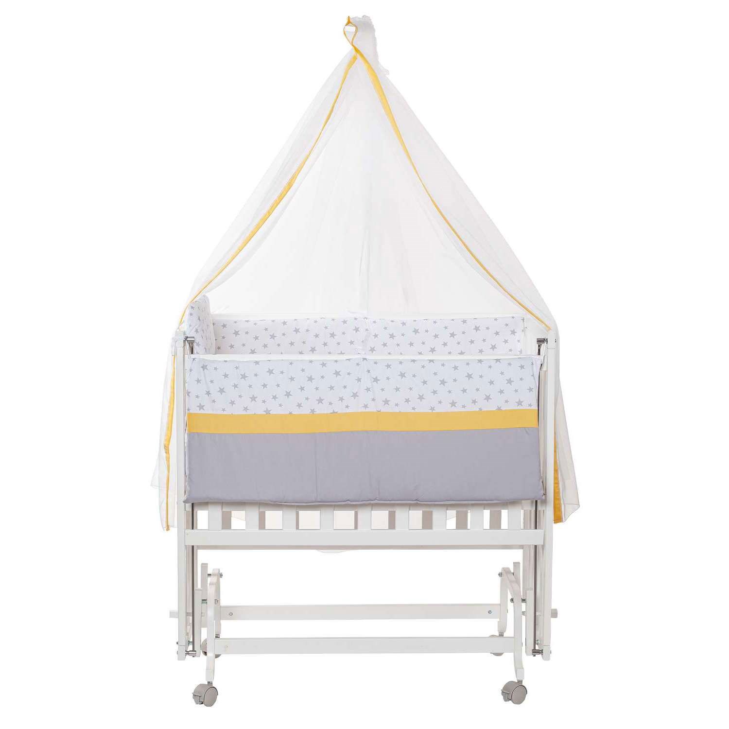 Baby Tech Extra Beyaz Ahşap Anne Yanı Beşik 50x90 Sarı