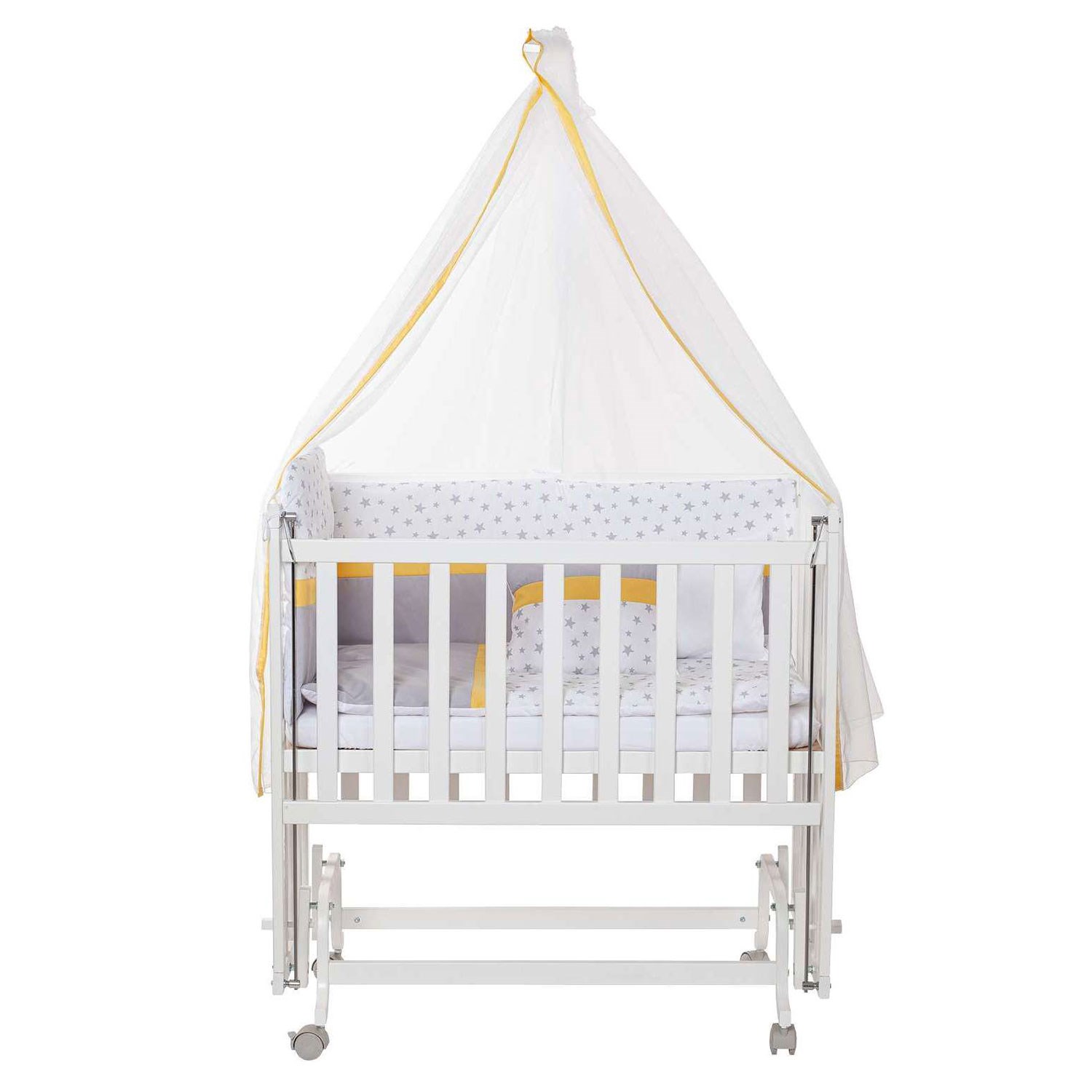 Baby Tech Extra Beyaz Ahşap Anne Yanı Beşik 50x90 Sarı