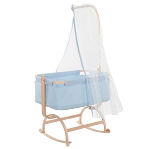 Baby Tech Vega Naturel Ahşap Beşik Mavi
