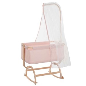 Baby Tech Vega Naturel Ahşap Beşik Pembe