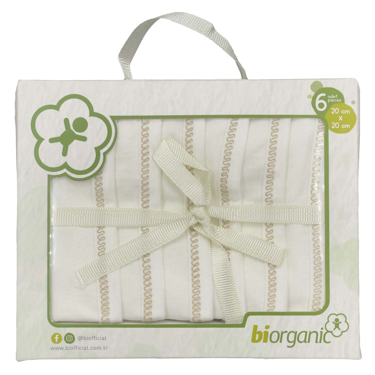 Biorganic 6'lı Penye Bebek Mendili 20 Cm 57726 Asorti 