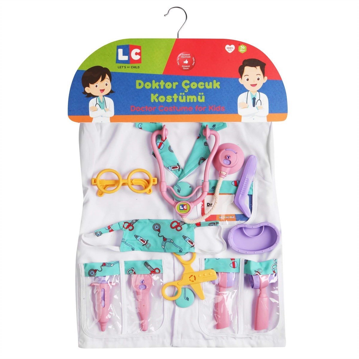Let's Be Child 9 Parça Doktor Çocuk Kostümü 3-6 Yaş Pembe