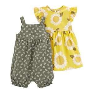 Carter's 2'li Kız Bebek Elbise Tulum Seti 1N084010 Sarı-Yeşil