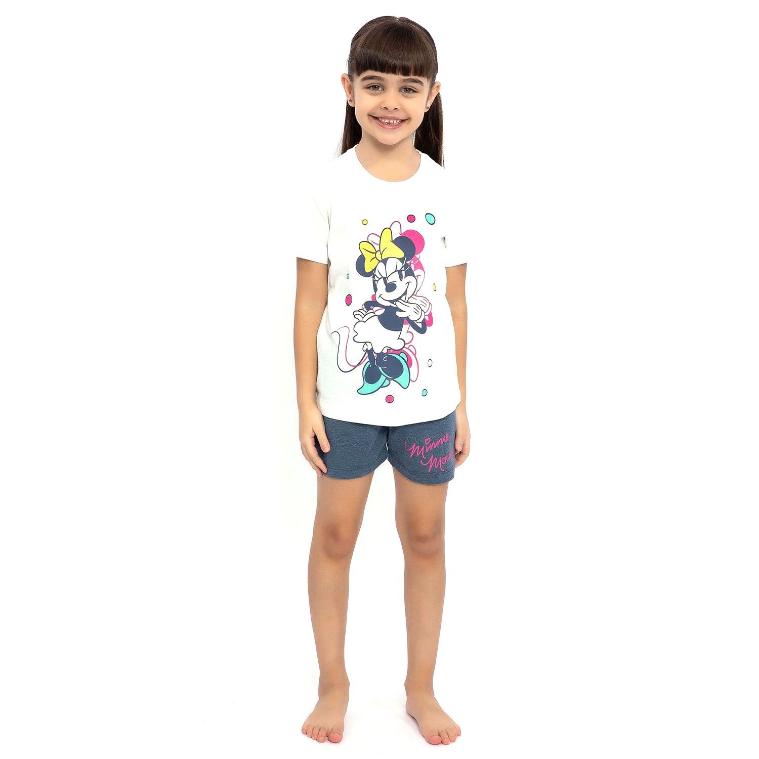 Minnie Mouse Kız Çocuk Şort Takımı D4641-3 Krem