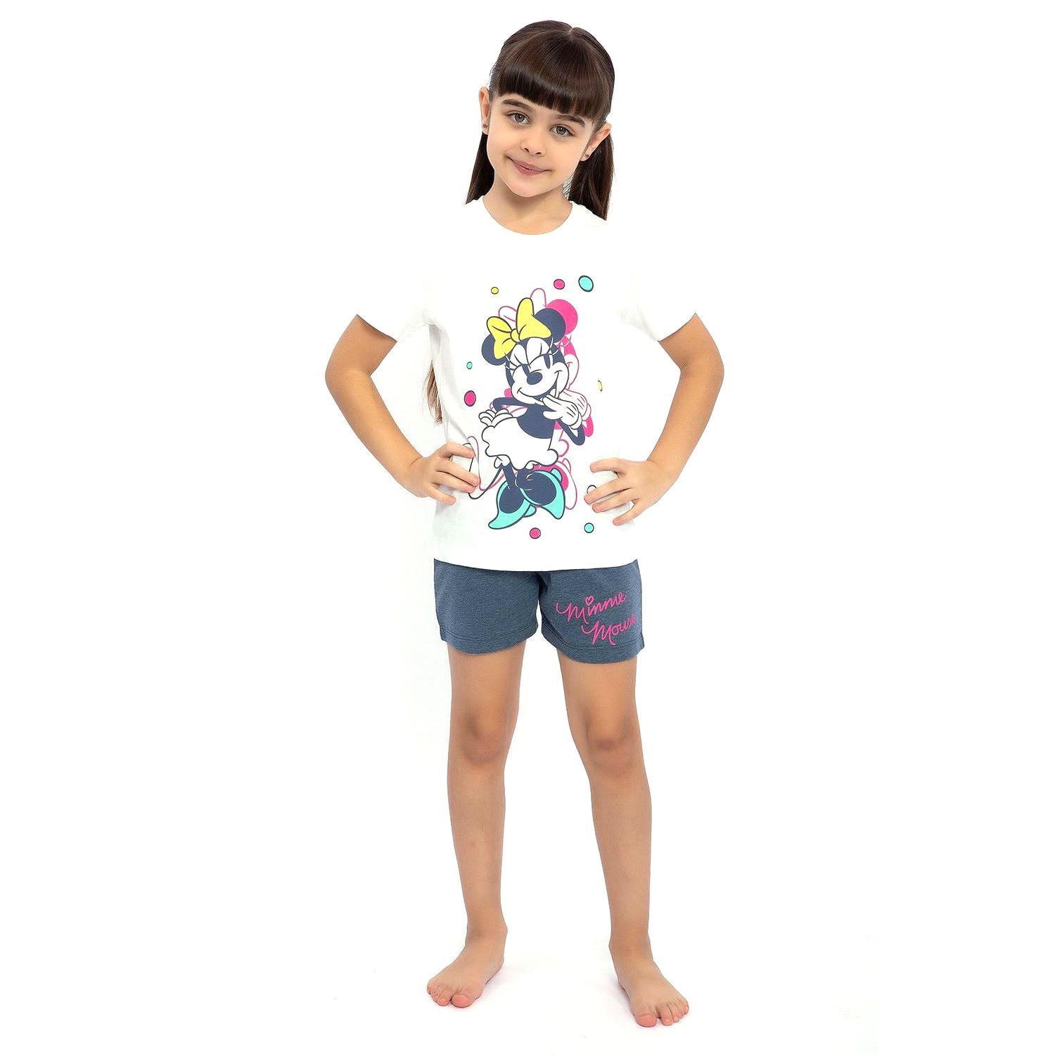 Minnie Mouse Kız Çocuk Şort Takımı D4641-3 Krem