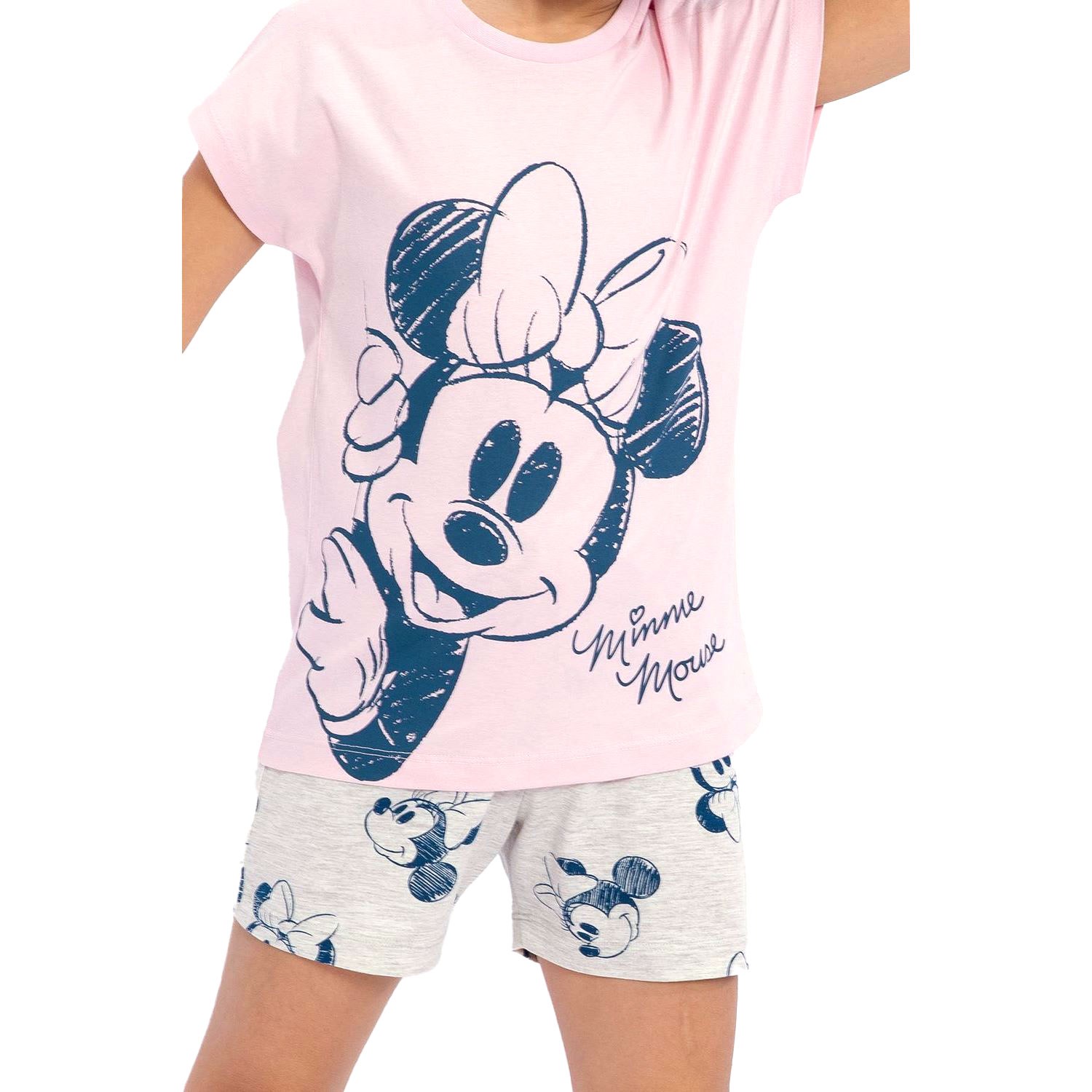 Minnie Mouse Kız Çocuk Şort Takımı D4645-3 Açık Pembe
