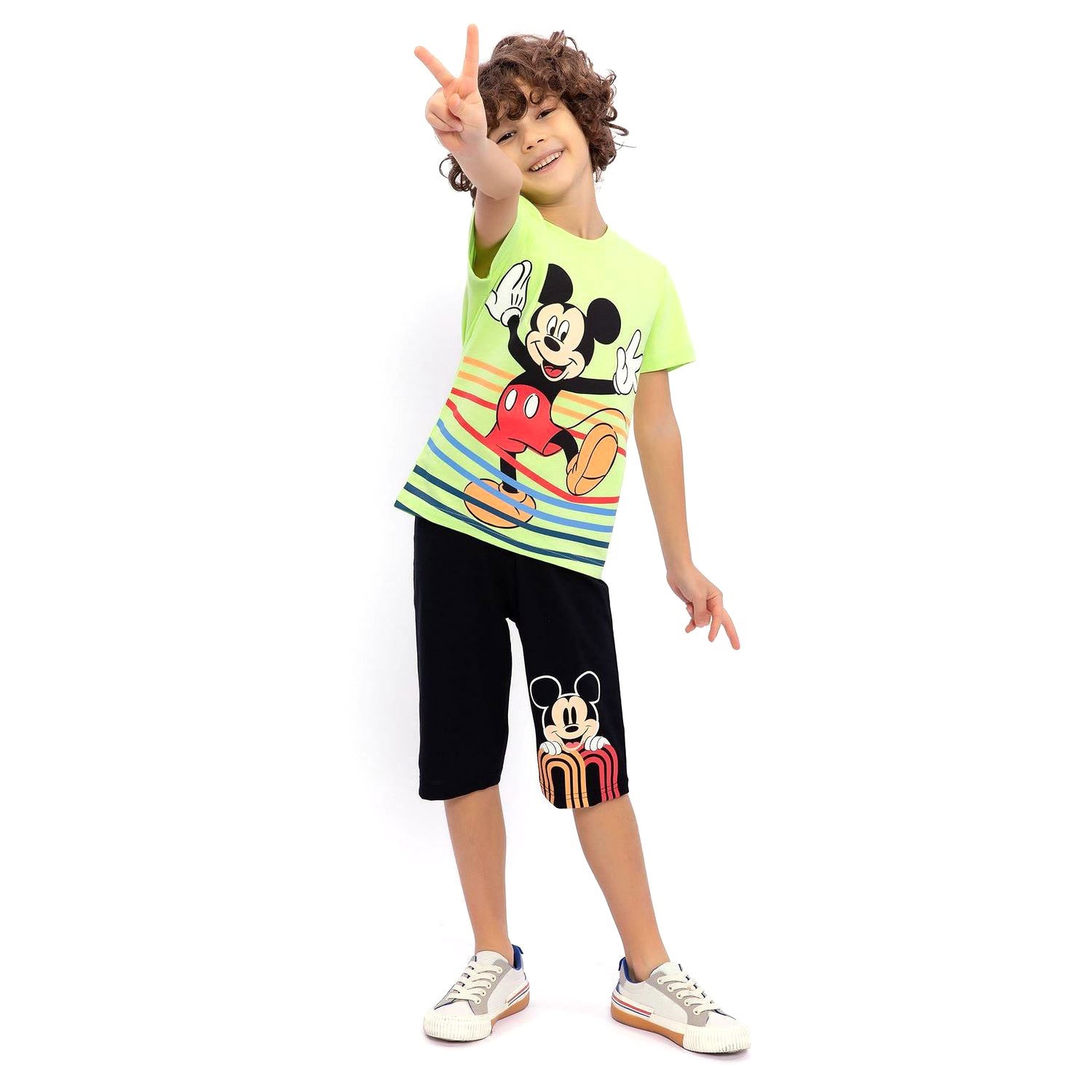 Mickey Mouse Erkek Çocuk Kapri Takımı D4659-3 Lime